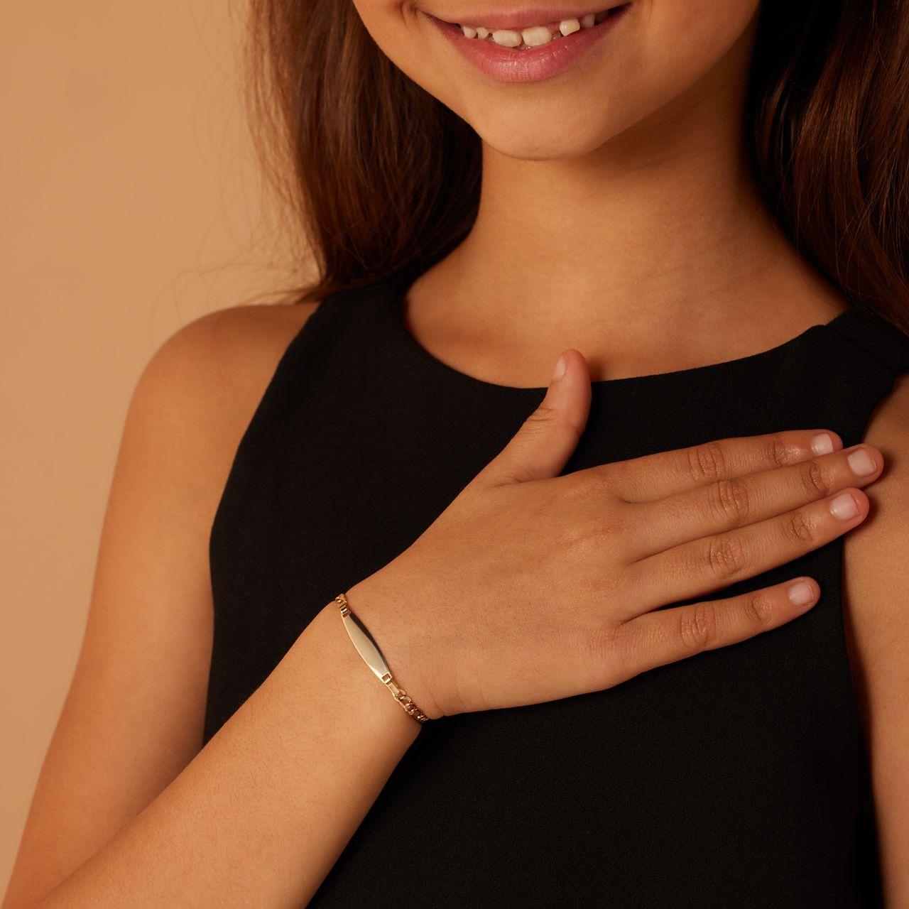 Plattenarmband aus 375er Gold mit Figaroglied