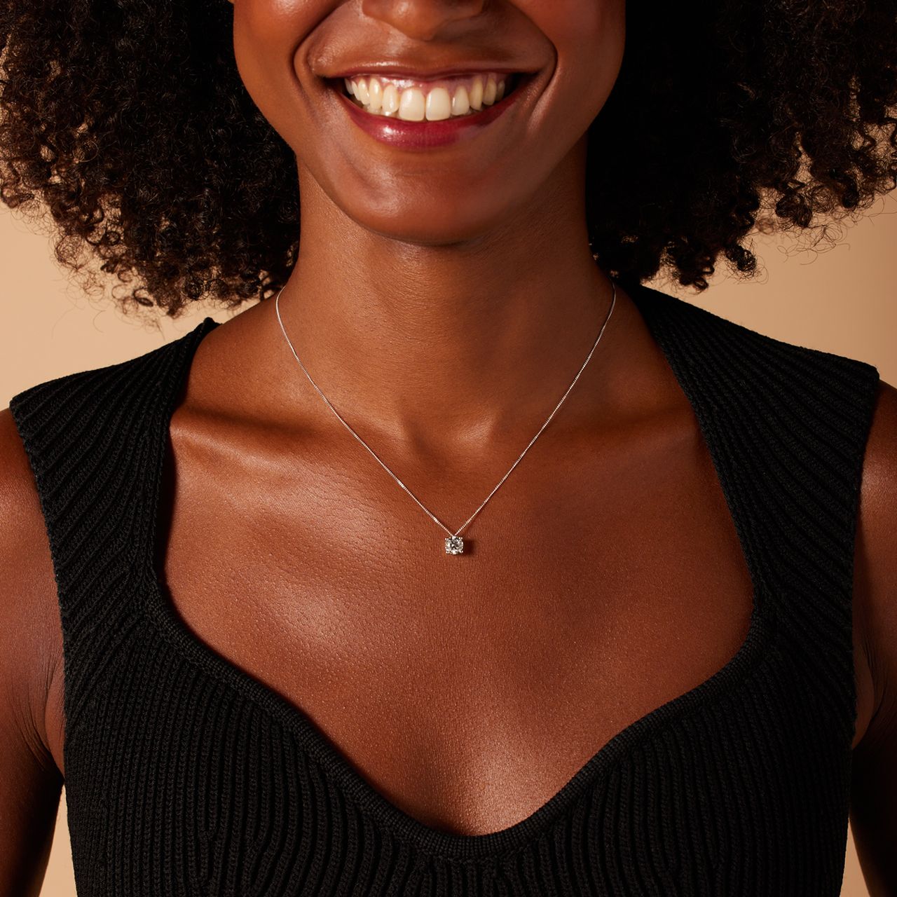14 karaat witgouden ketting met labgrown diamant 1ct