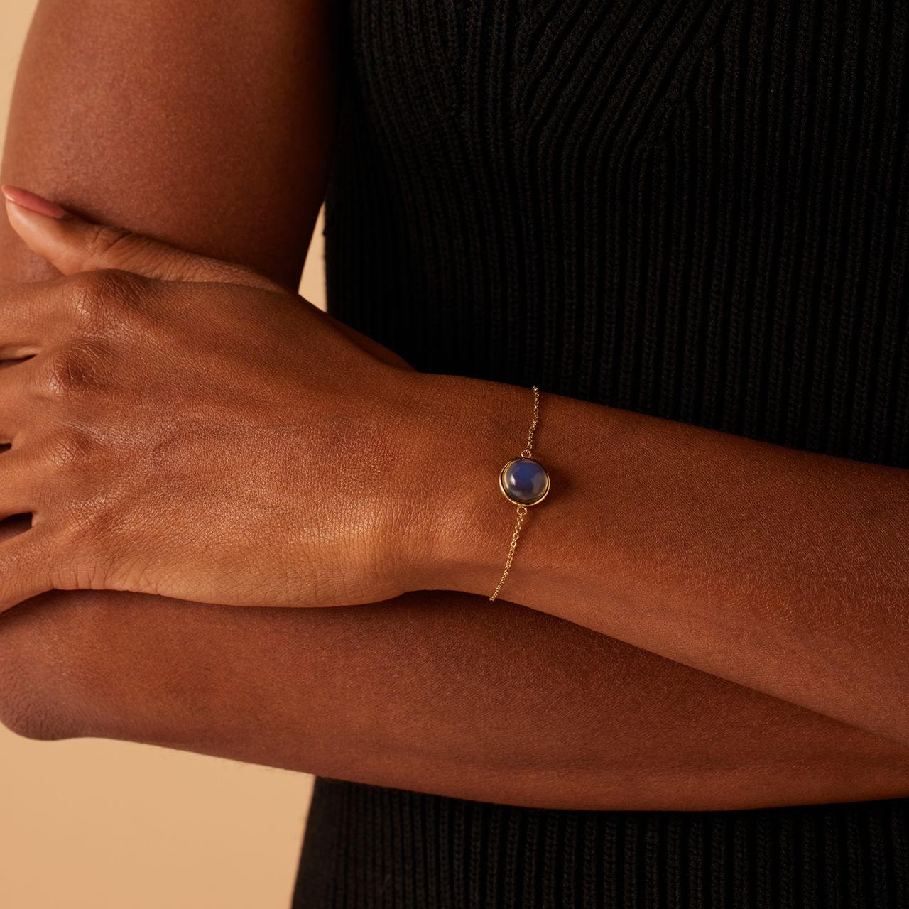 Armband aus Edelstahl, vergoldet, mit Opal