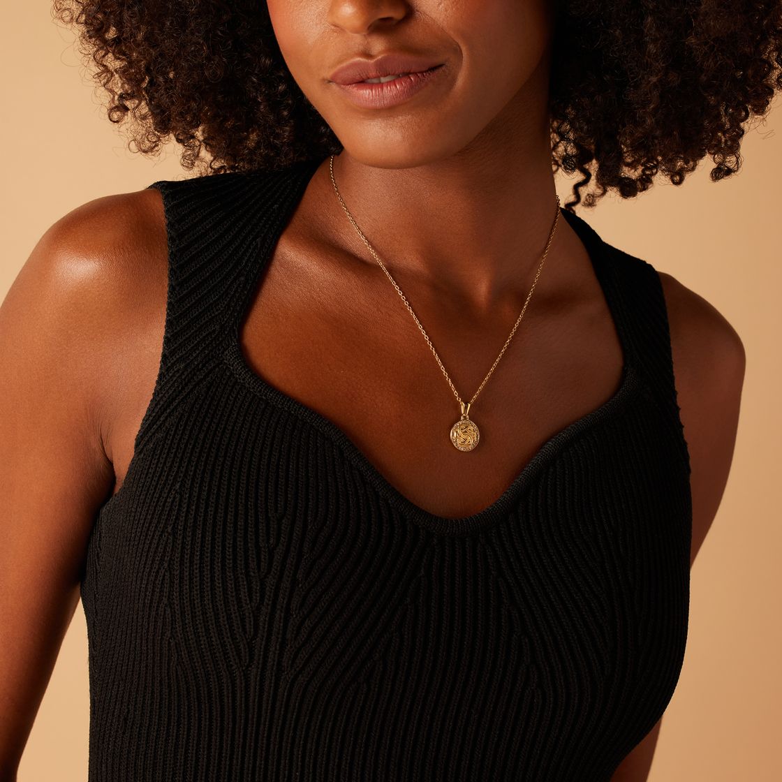 Stalen goldplated ketting met hanger munt met kristal