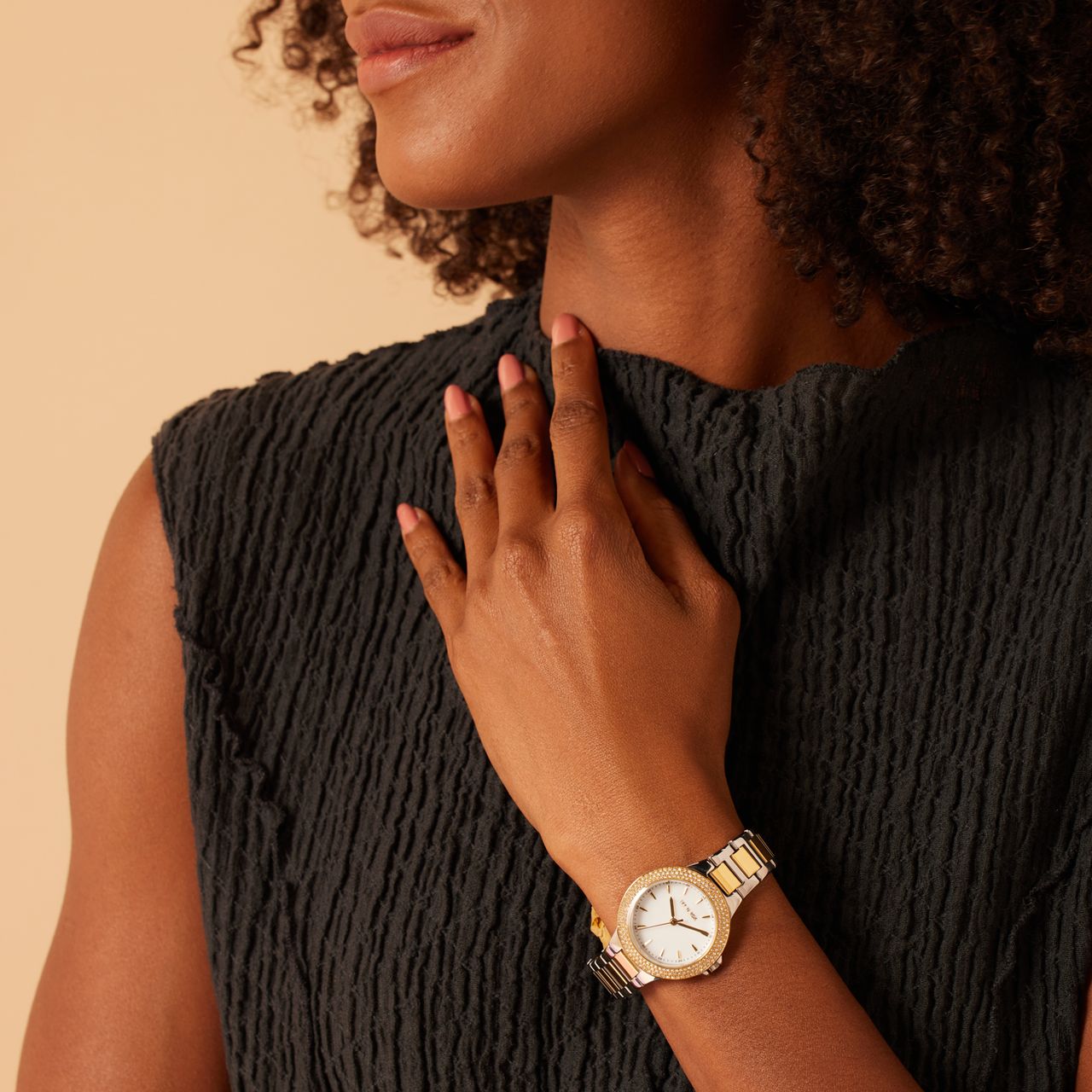 IVY N ROX stainless steel dameshorloge bicolor met zirkonia