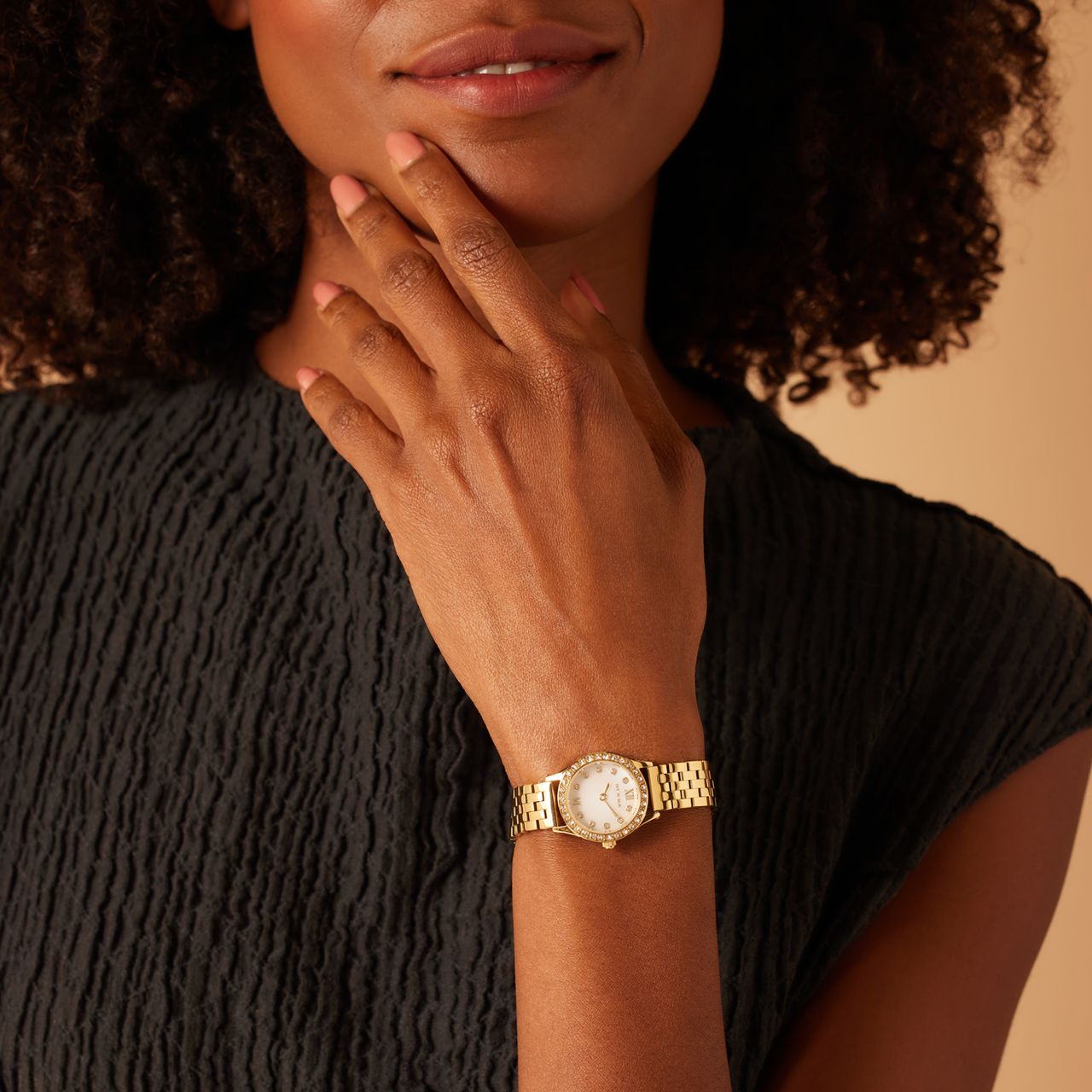 IVY N ROX stainless steel horloge goudkleurig met zirkonia