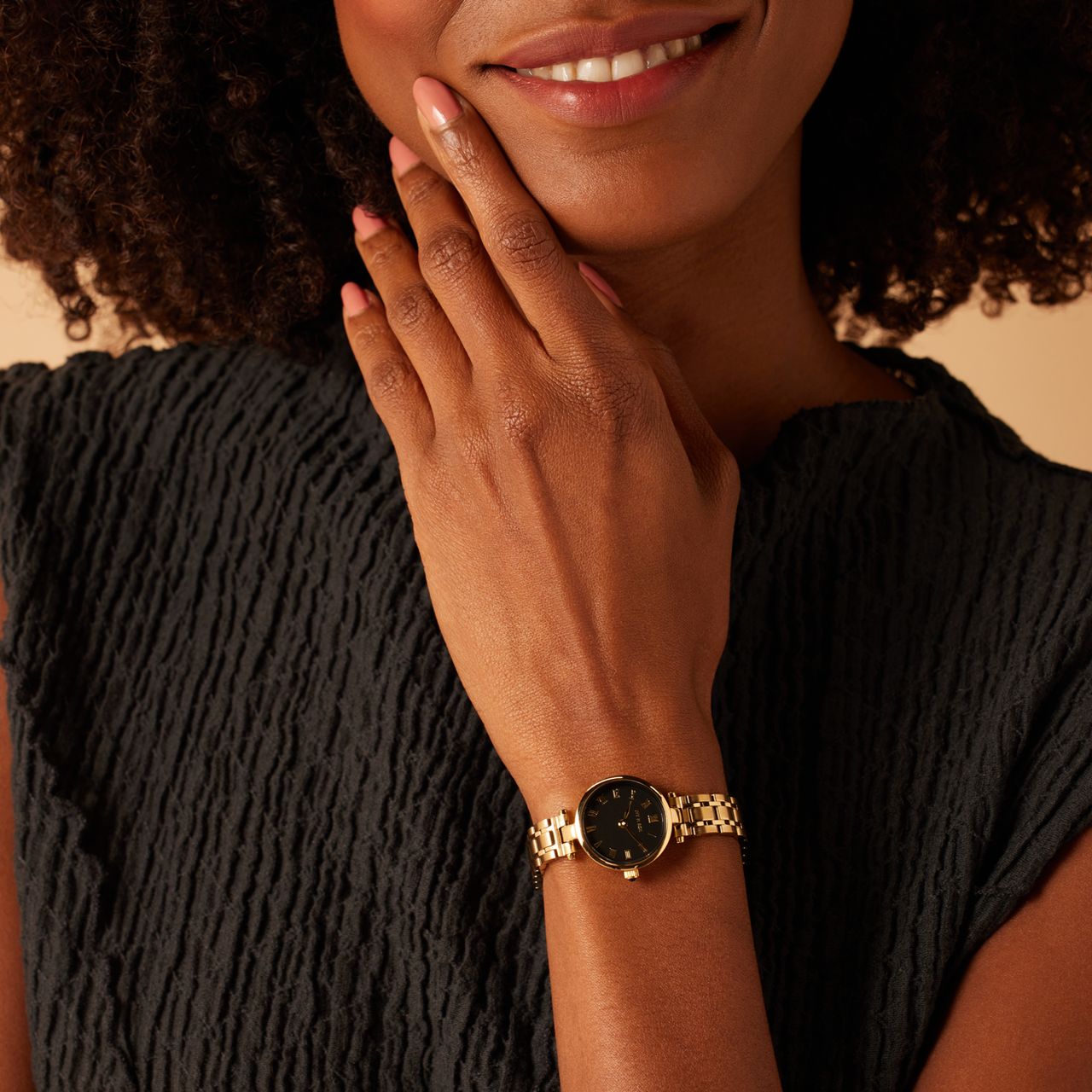 IVY N ROX Armbanduhr aus Edelstahl mit schwarzem Zifferblatt