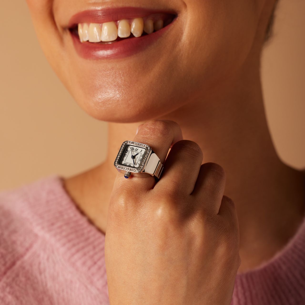 Regal ring horloge zilverkleurig met zirkonia