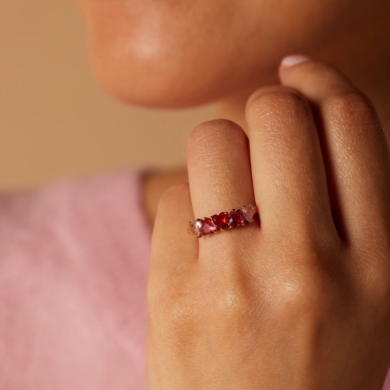 Stalen goldplated ring hart met zirkonia voor dames