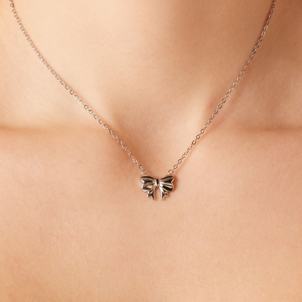 Stainless steel ketting met strik