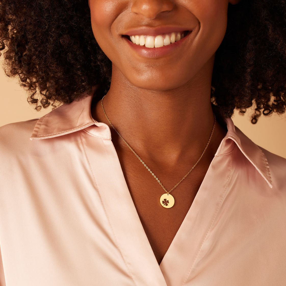 Stalen goldplated ketting met hanger klaver voor dames