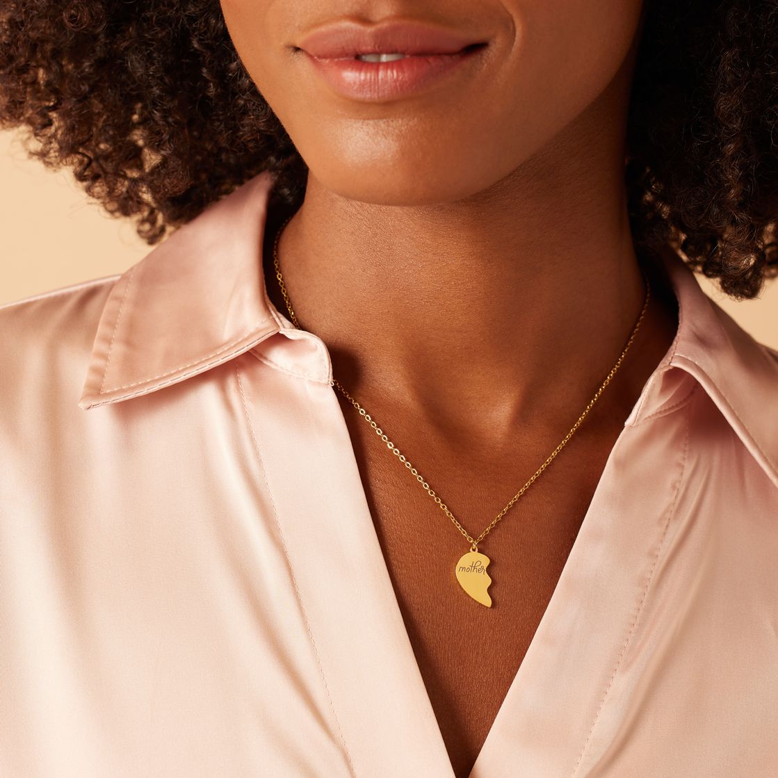 Stalen goldplated ketting met hanger breekhart voor dames