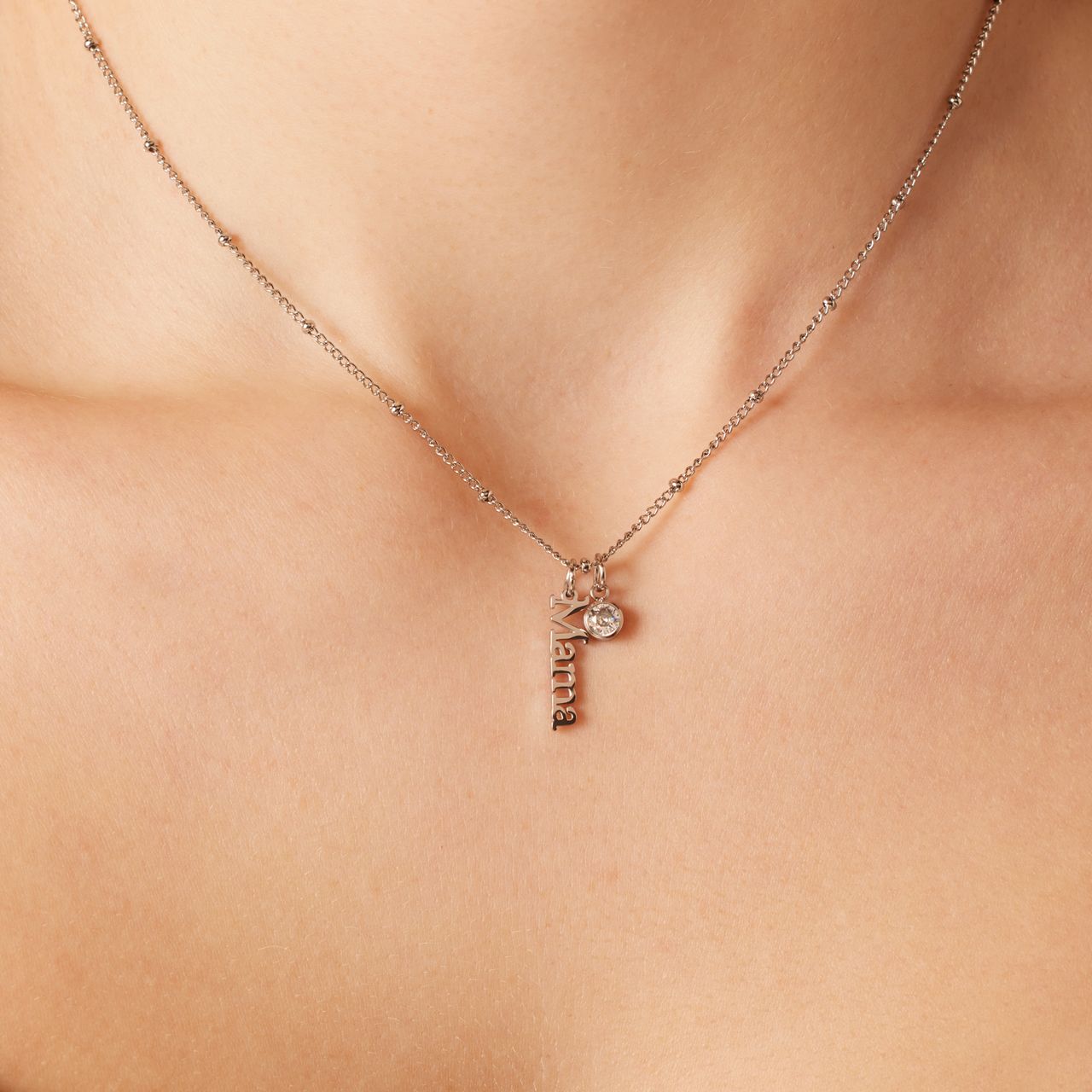 Stainless steel ketting met mama