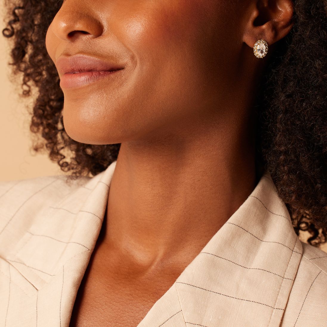 Stainless steel goldplated oorknoppen met zirkonia voor dames