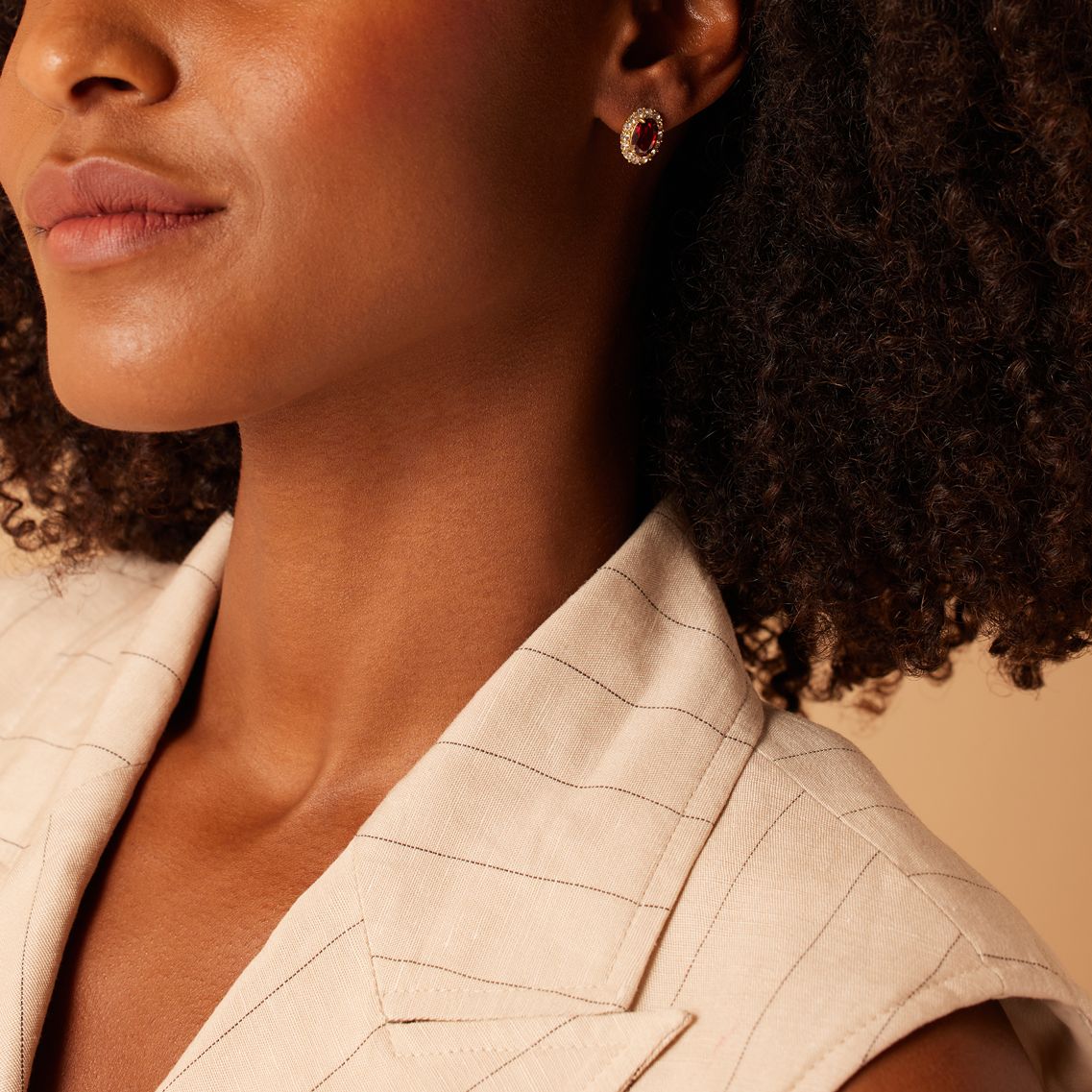 Stainless steel goldplated oorknoppen met zirkonia voor dames