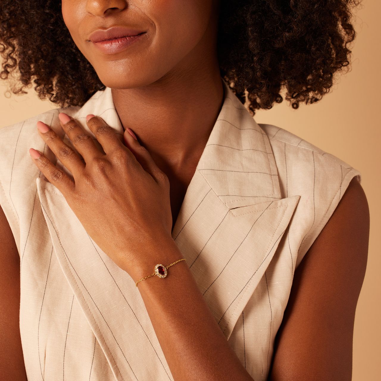 Stainless steel goldplated fantasiearmband met zirkonia voor dames