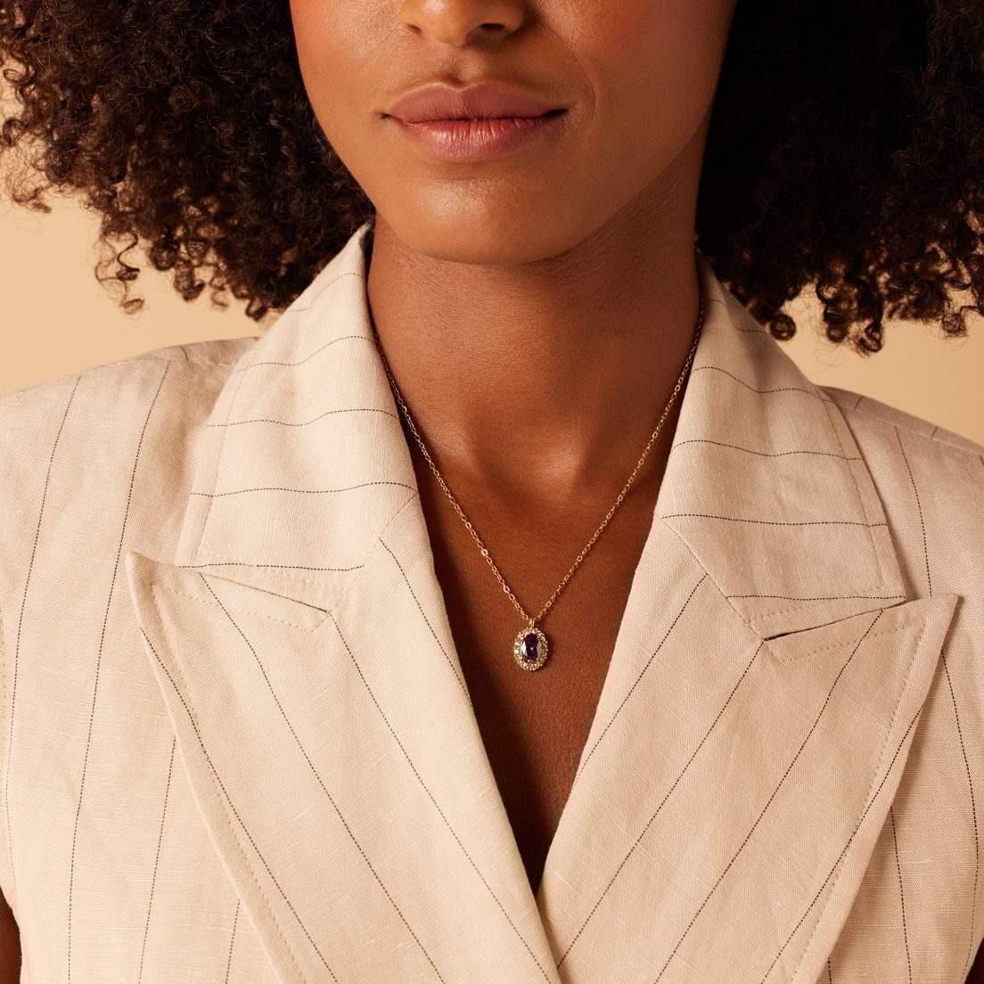 Stainless steel goldplated ketting met hanger met zirkonia voor dames