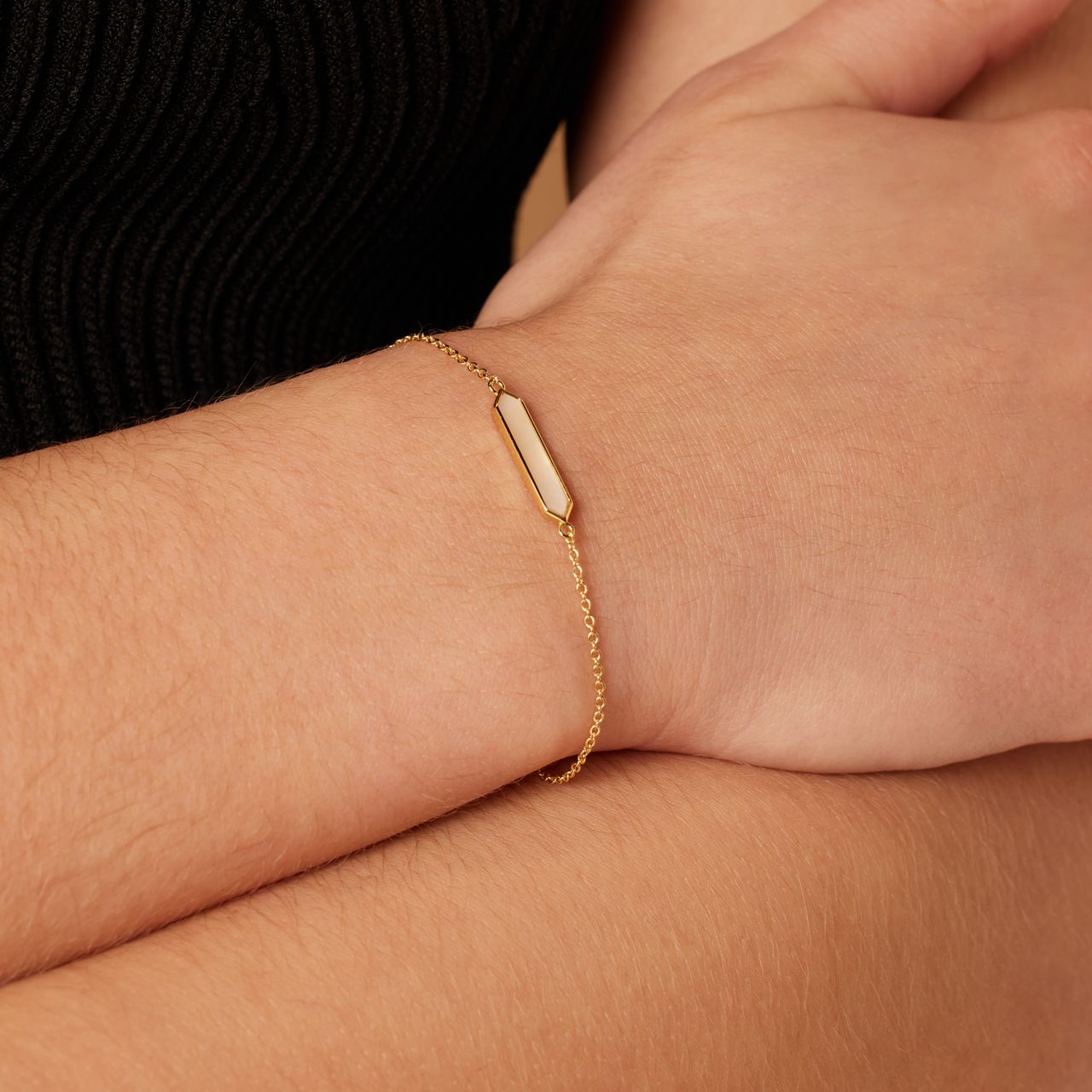 Armband aus 925er Silber, vergoldet, mit Perlmutt
