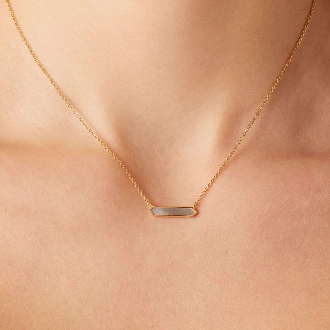 Zilveren goldplated ketting met hanger hexagon voor dames
