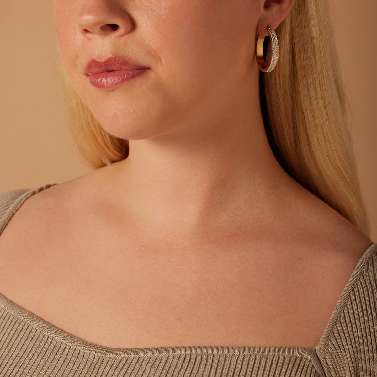 Stalen goldplated oorringen met kristal