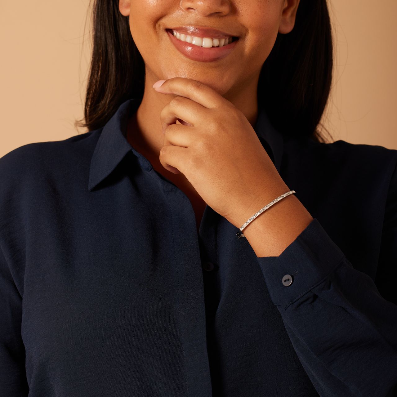 Stainless steel bangle small met kristal