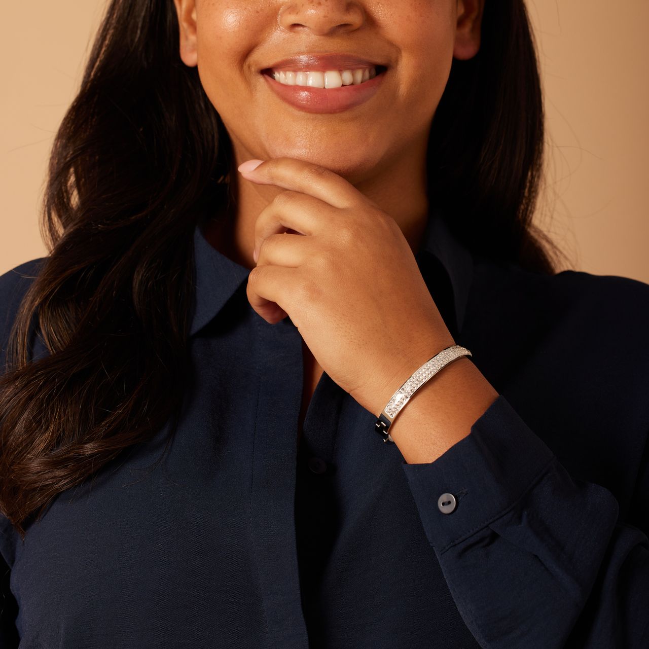 Stalen bangle met kristal