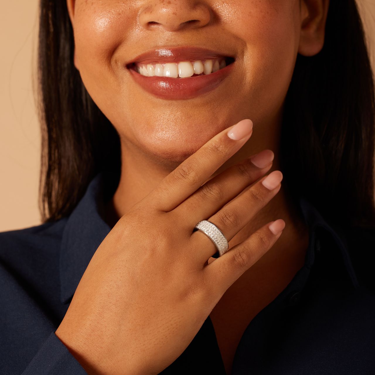 Stainless steel ring met kristal