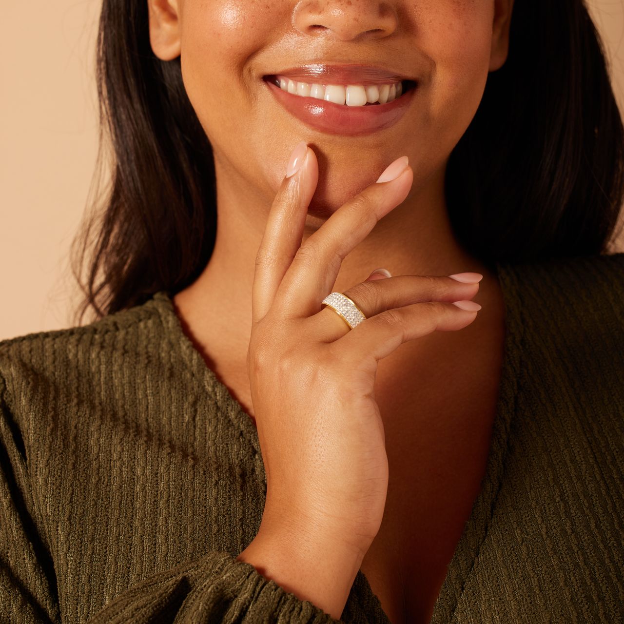 Stainless steel goldplated ring met kristal