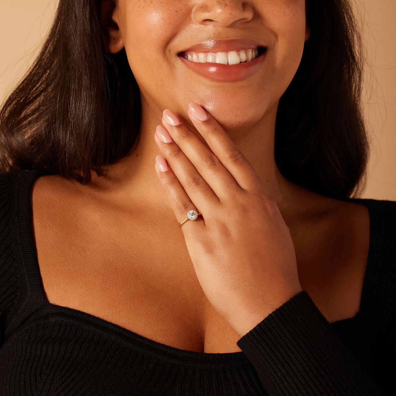 14 Karat Gelbgoldring mit 0,5 ct Labor-Diamant für Damen