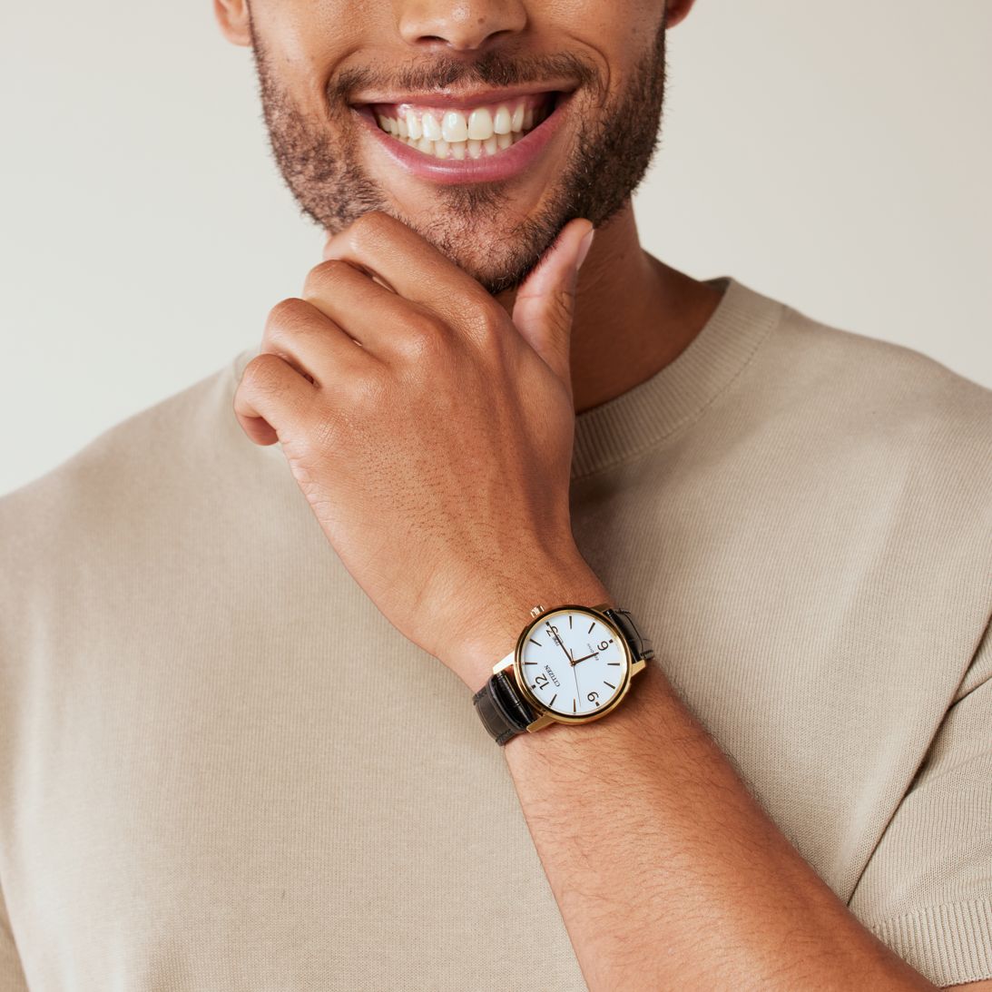 Citizen leren herenhorloge NY4058-79LC