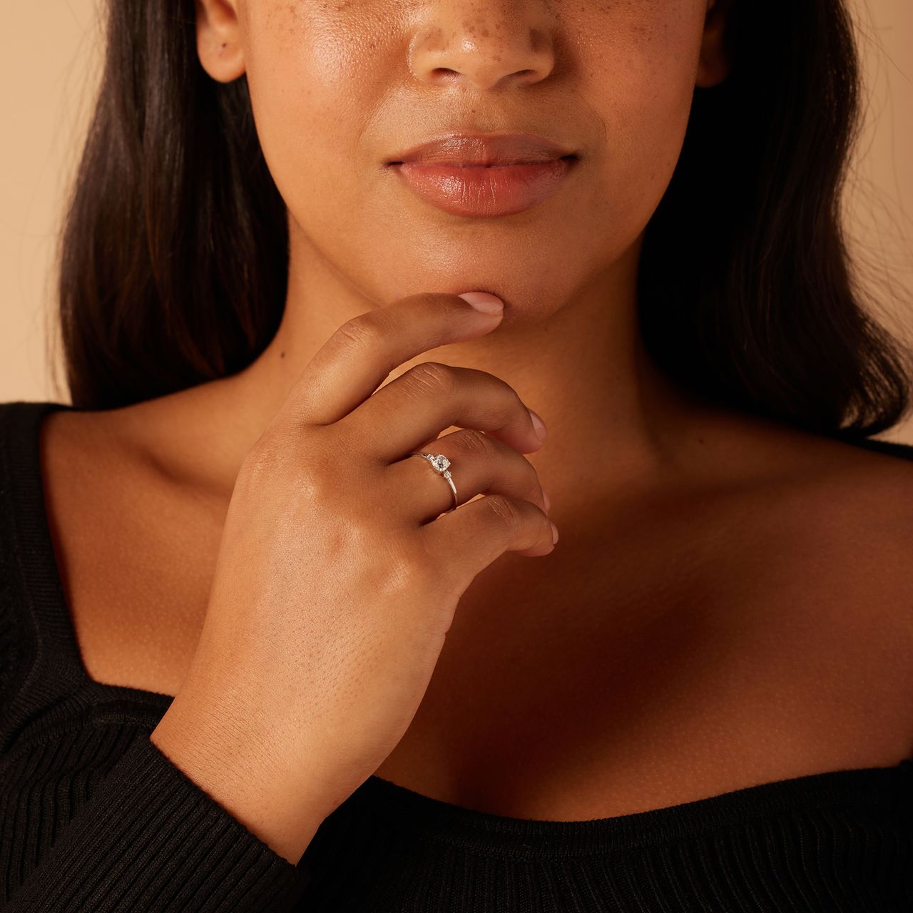 585 Weißgoldring mit 0,415 ct Labor-Diamant für Damen