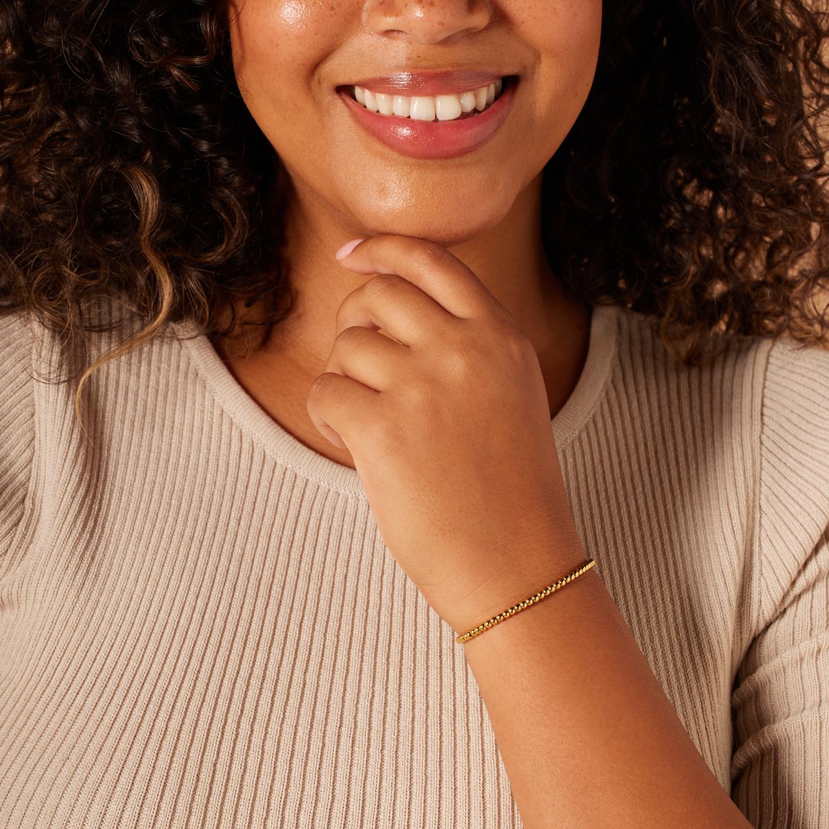 Stainless steel goldplated kralenarmband voor dames