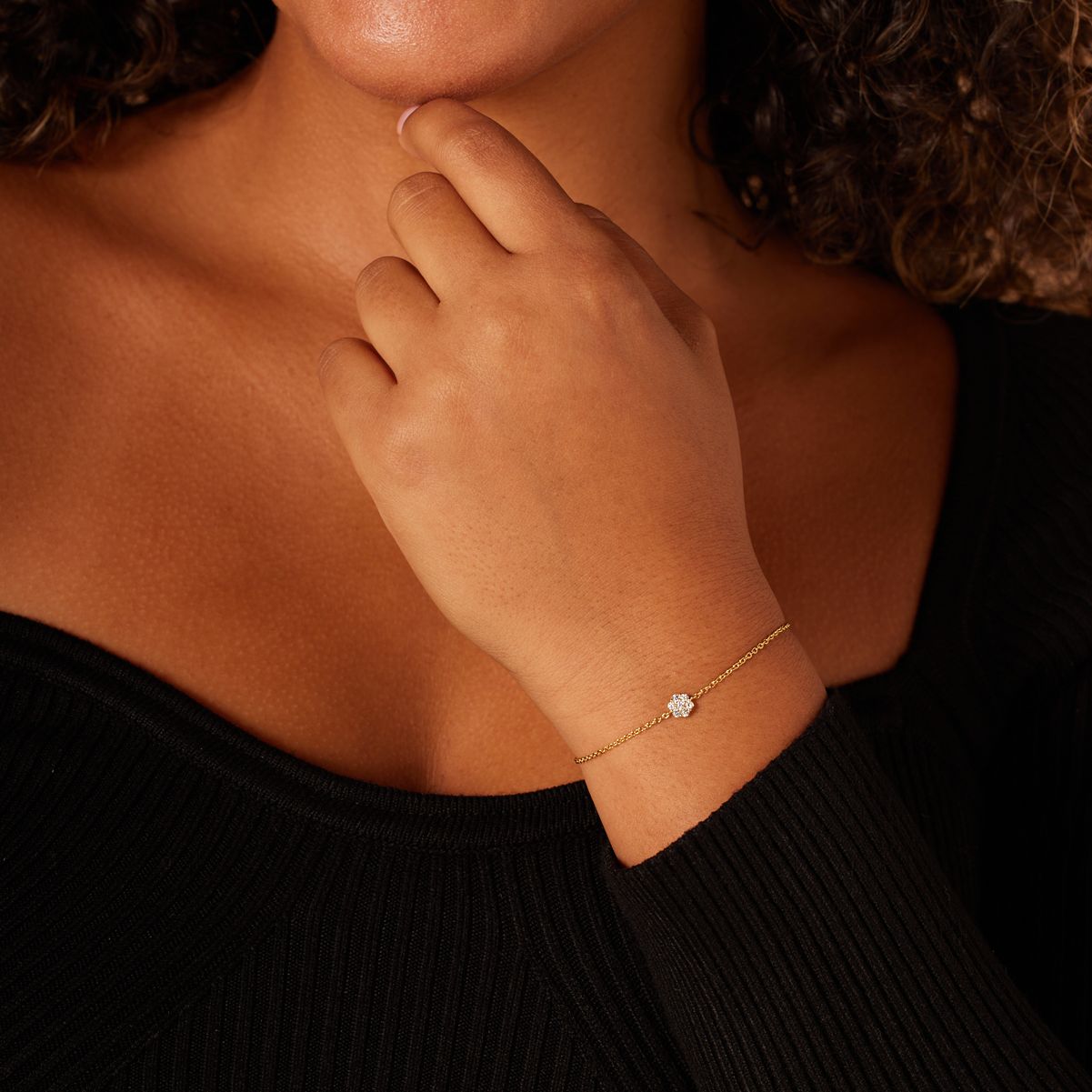 Zilveren goldplated armband bloem met zirkonia voor dames