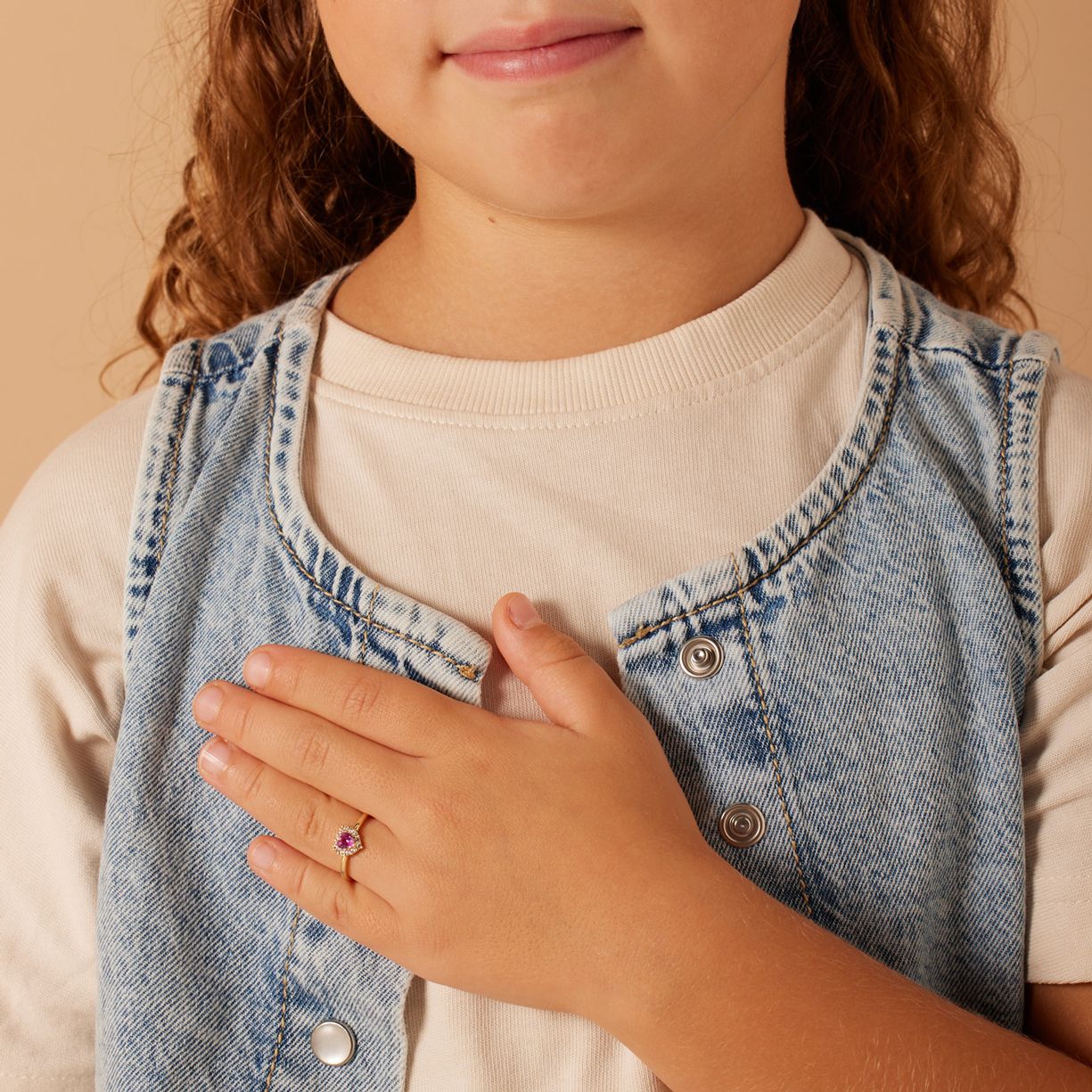 Silberner, goldbeschichteter Kinder-Ring mit Zirkonia
