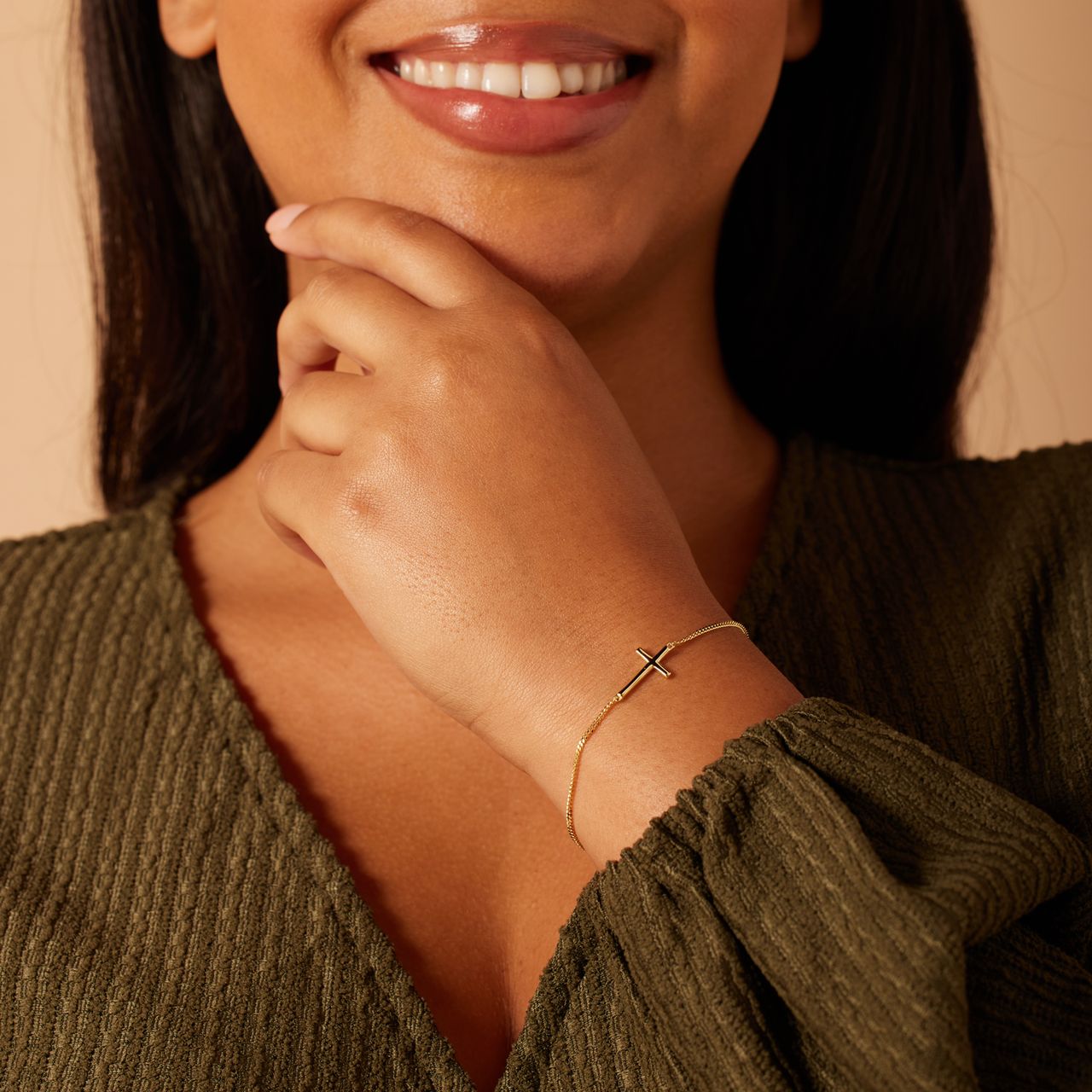 Zilveren goldplated armband met kruis