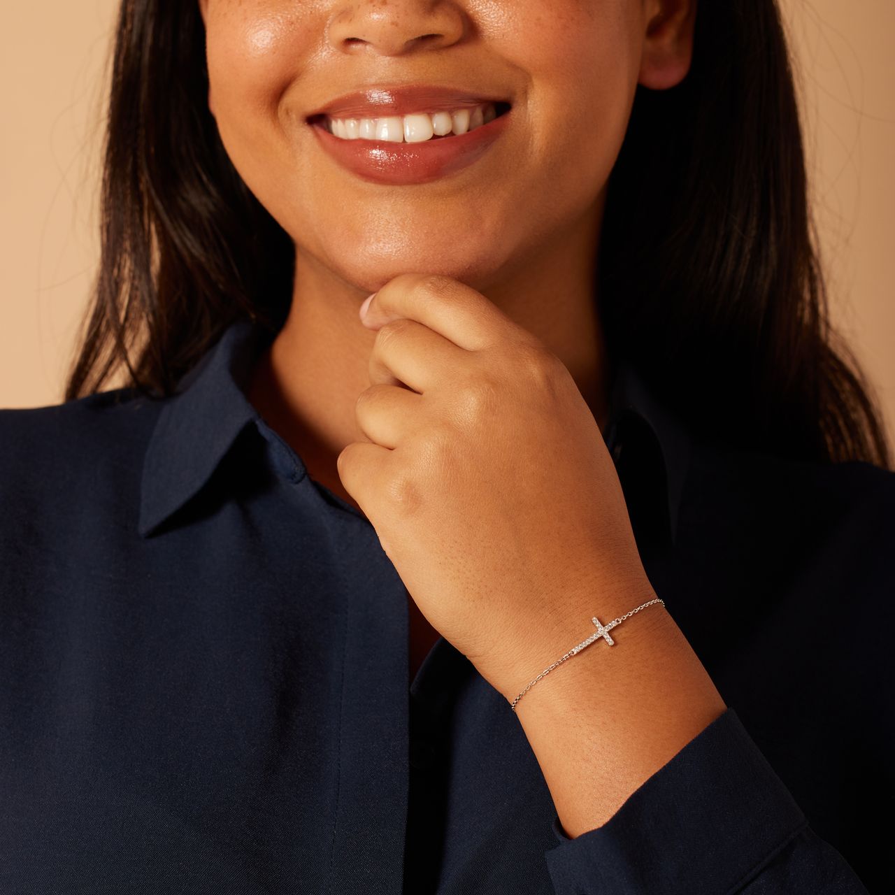 Zilveren armband kruis met zirkonia