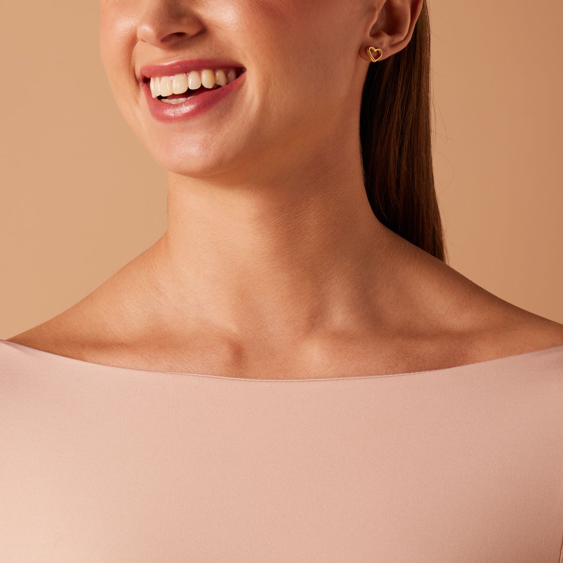 Stalen goldpalted oorknoppen open hart