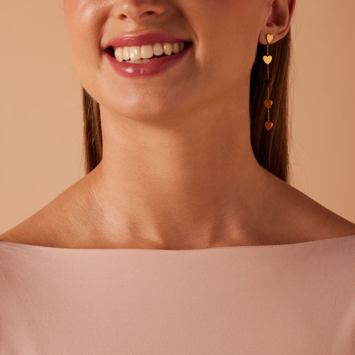 Stalen goldplated oorhangers hart