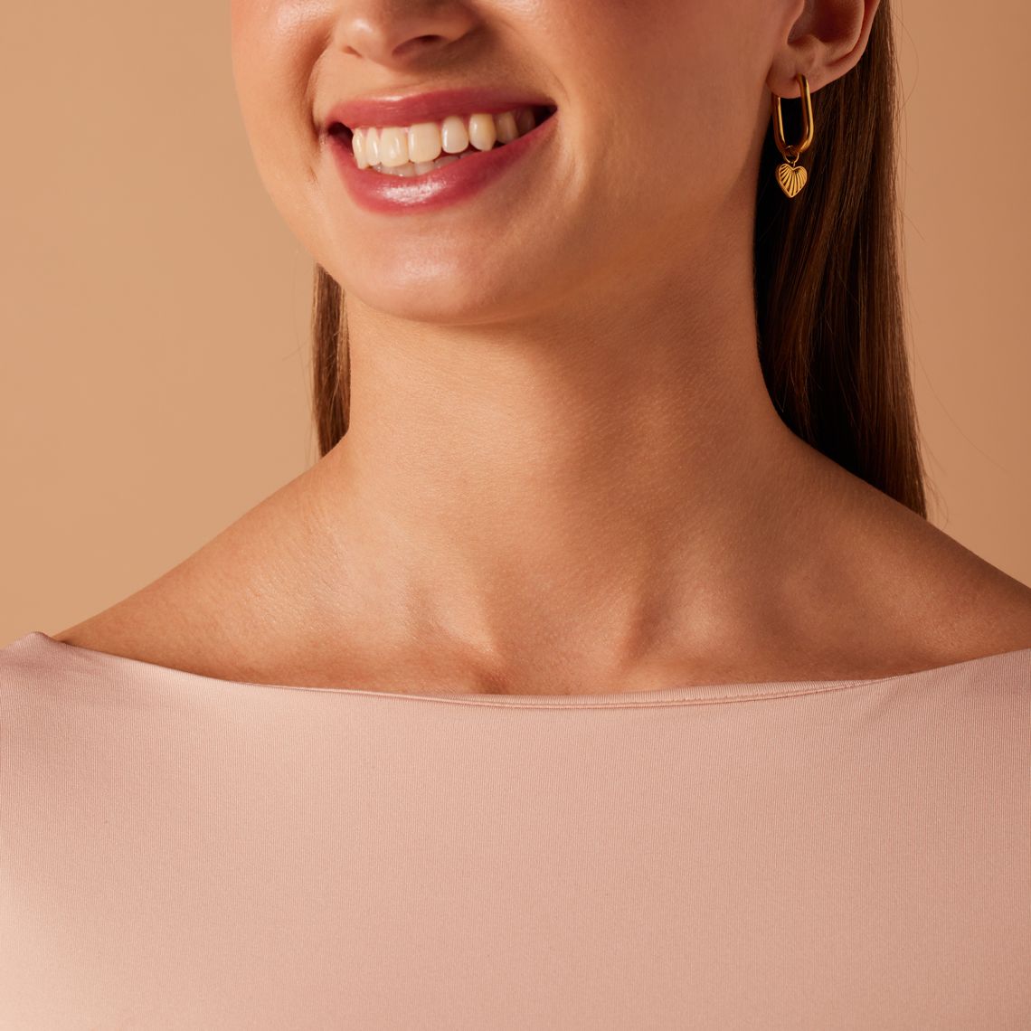 Stalen goldplated oorringen hart voor dames