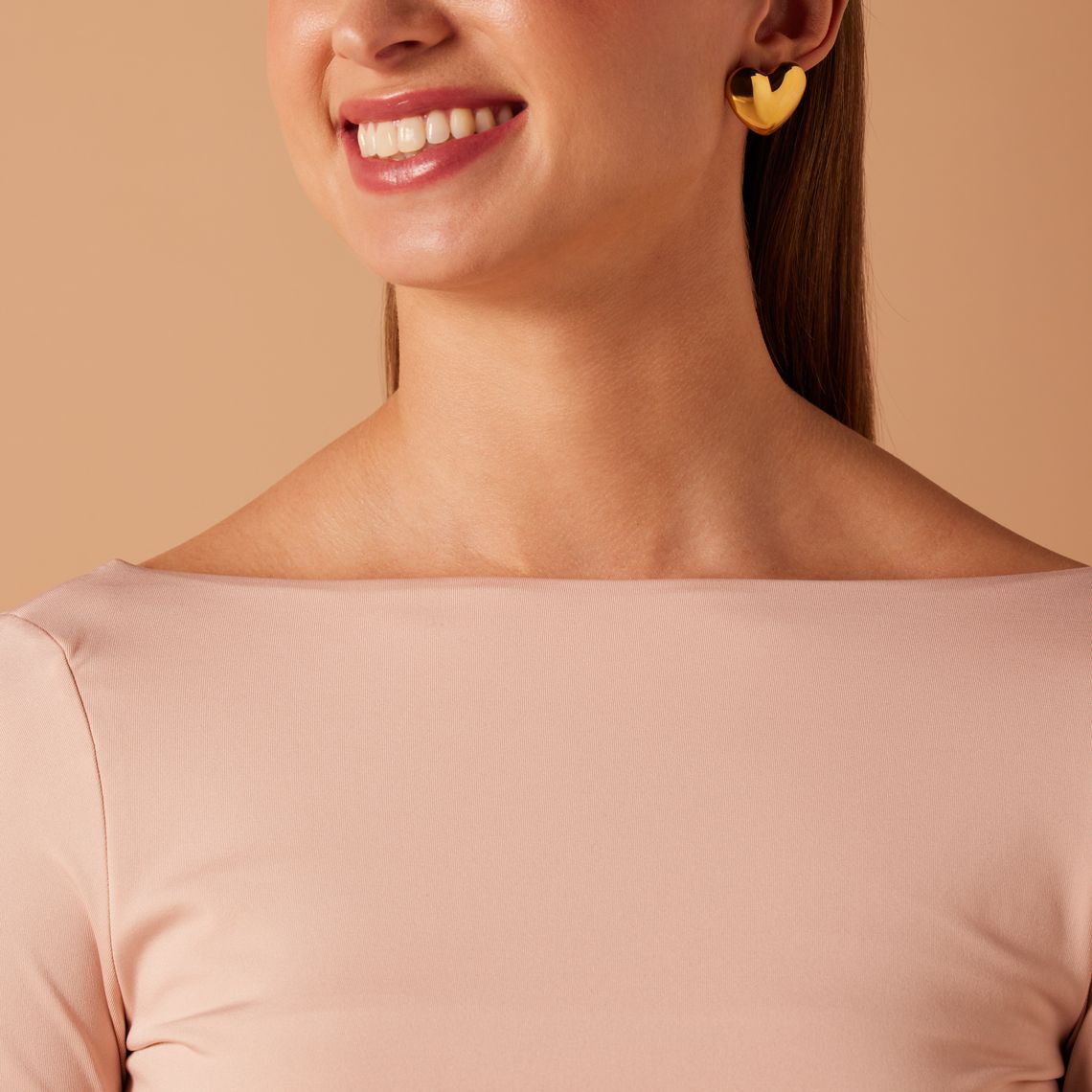 Stainless steel goldplated oorknoppen hart voor dames