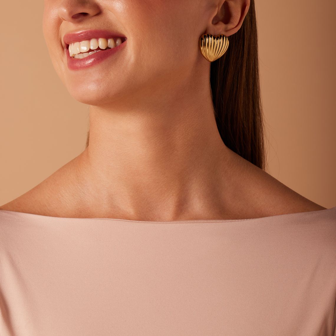 Stainless steel goldplated oorknoppen hart voor dames