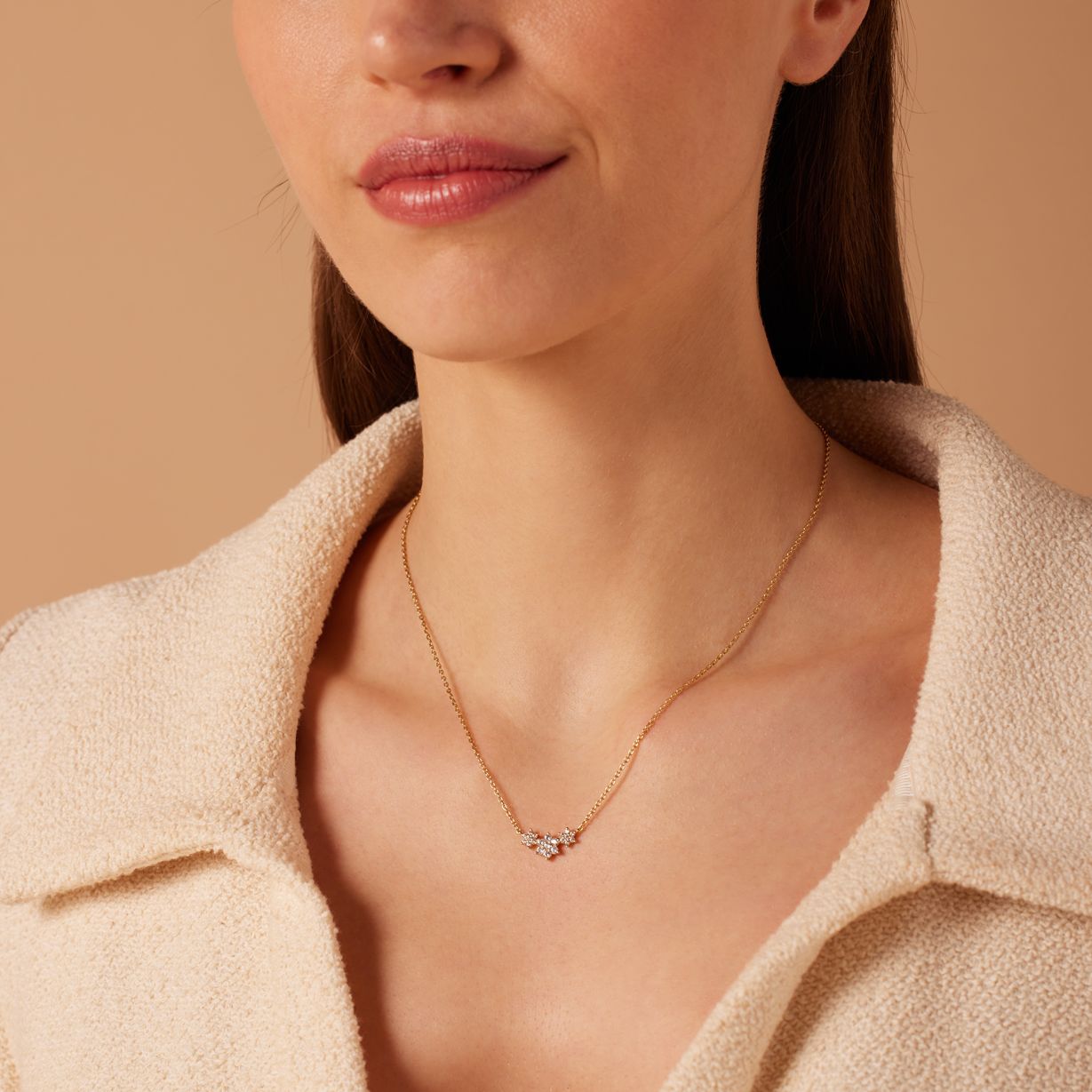 Zilveren goldplated damesketting met hanger met zirkonia voor dames