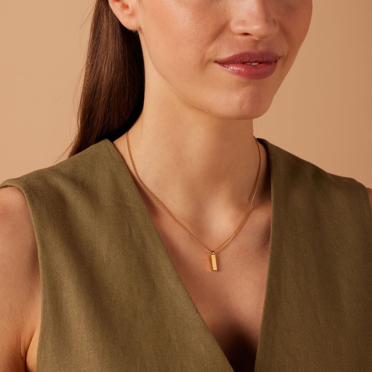 Stahlkette mit Goldbeschichtung und Anhänger für Damen