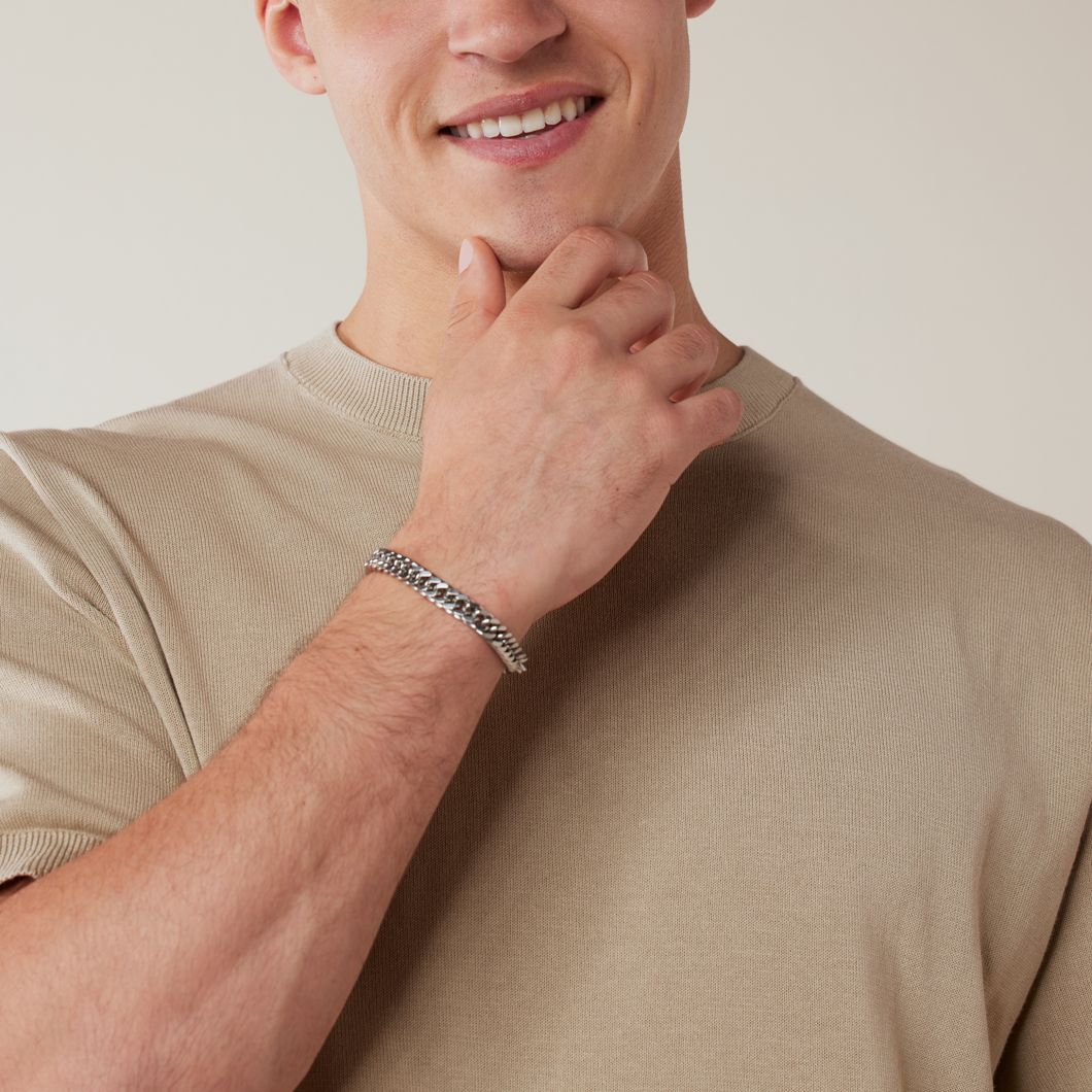 Stainless steel herenarmband gourmetschakel