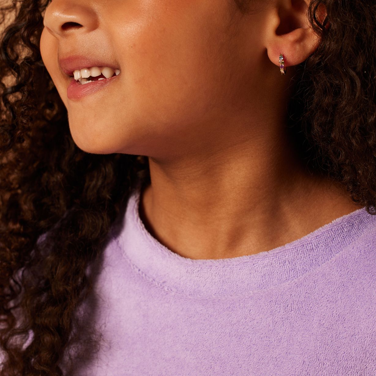 Zilveren goldplated kinderen oorring mulit color