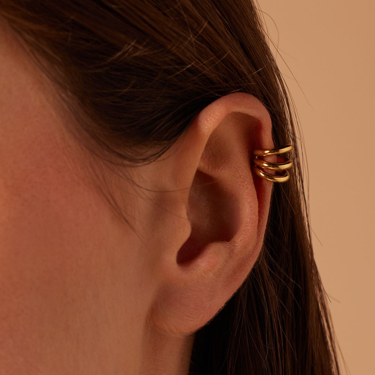 Stalen goldplated earcuff breed