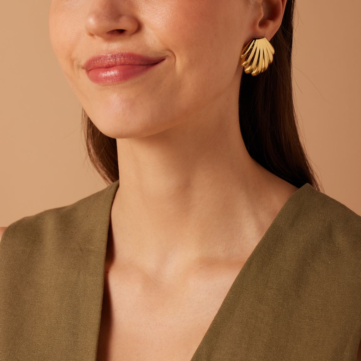 Ohrstecker aus Edelstahl mit Goldbeschichtung, Muschelform