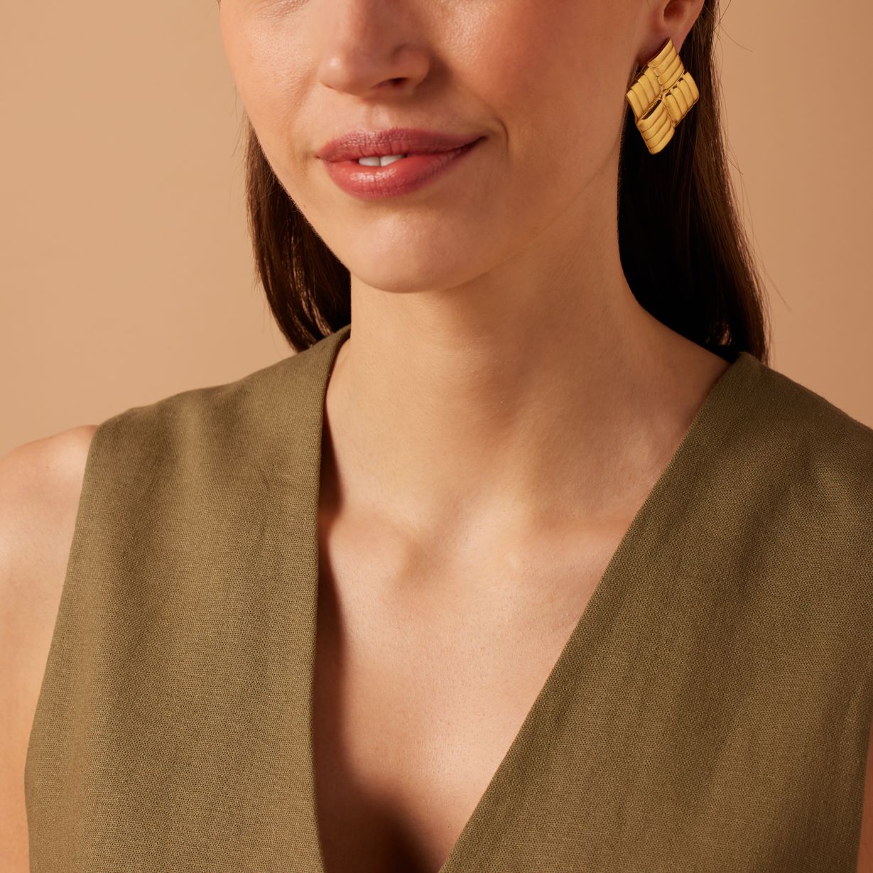 Stainless steel goldplated oorknoppen ruit