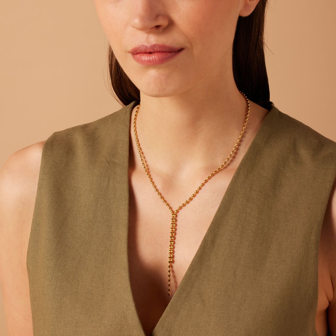 Stalen goldplated y-ketting