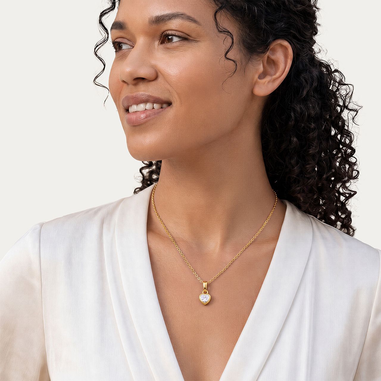 Zilveren goldplated ketting met hanger met zirkonia