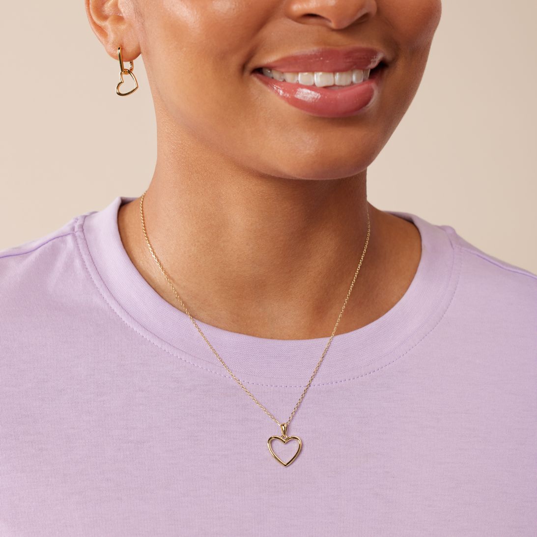 Zilveren goldplated ketting met hanger en oorbellen