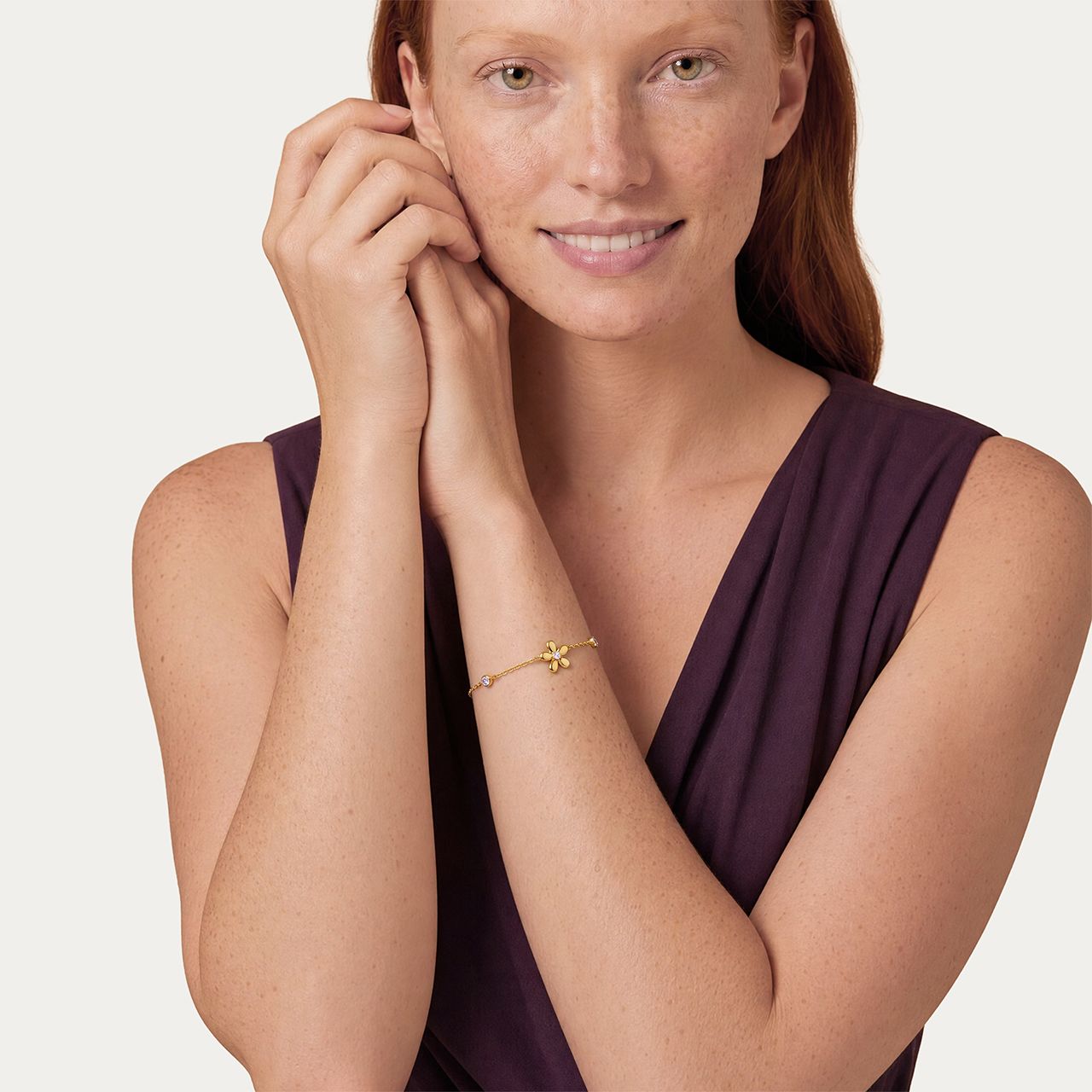 Stainless steel armband bloem met zirkonia voor dames