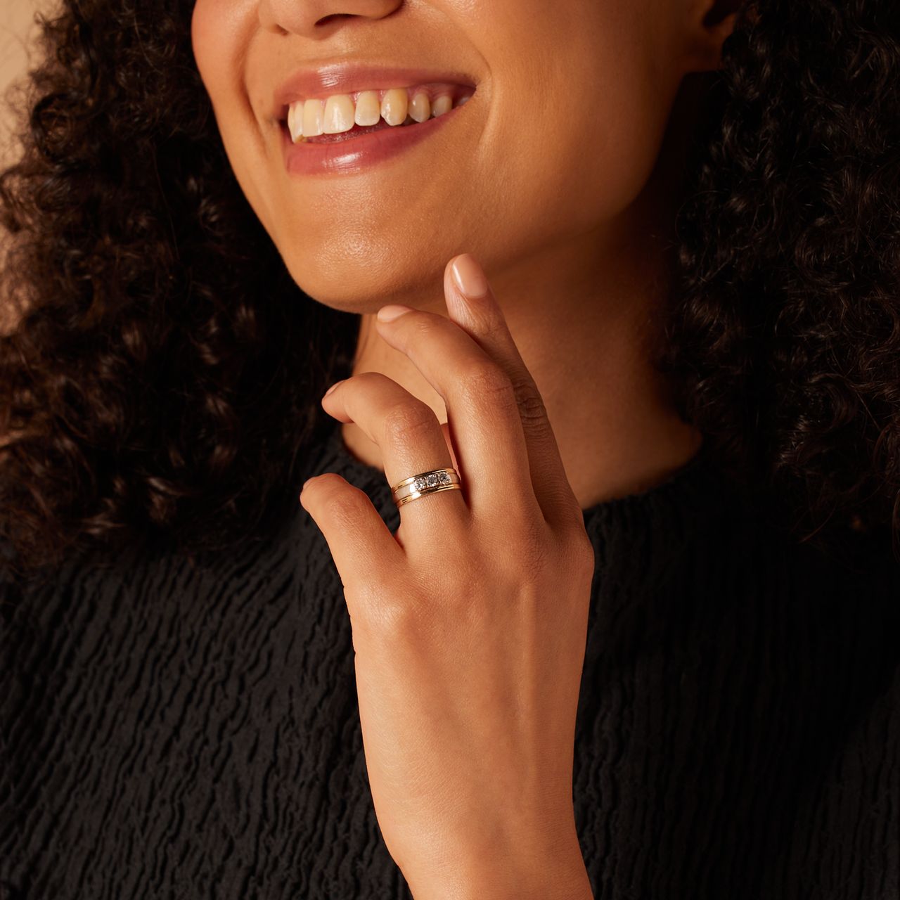 Zweifarbiger Ring, 585 Gold, mit Zirkonia
