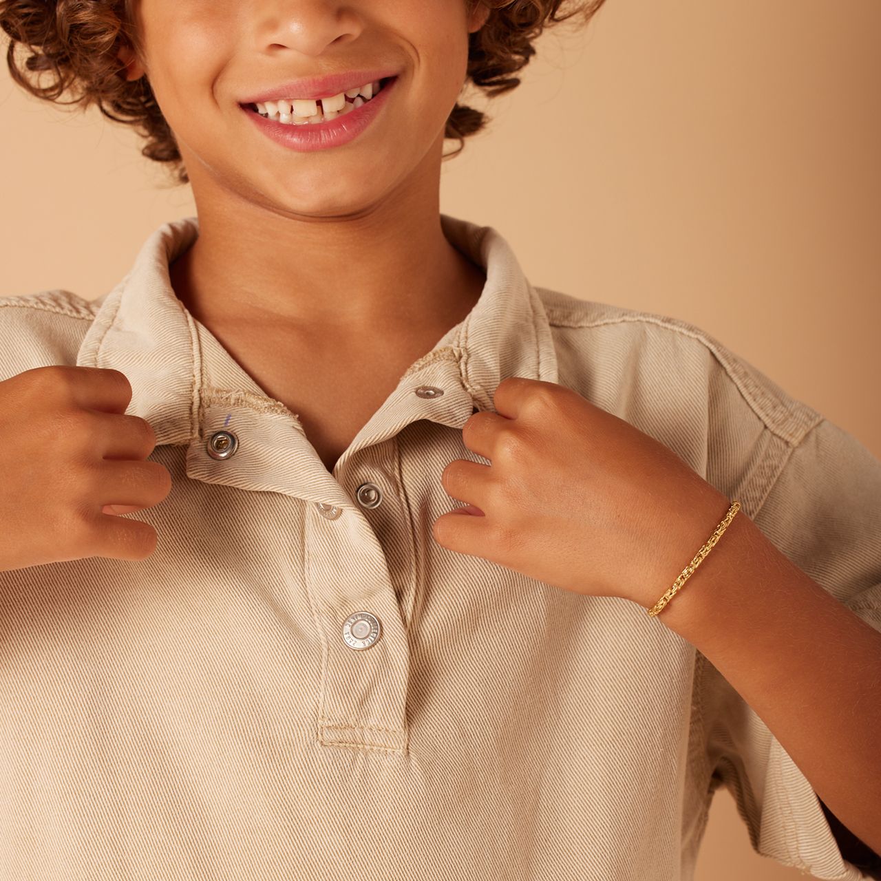 Zilveren goldplated kinderschakelarmband